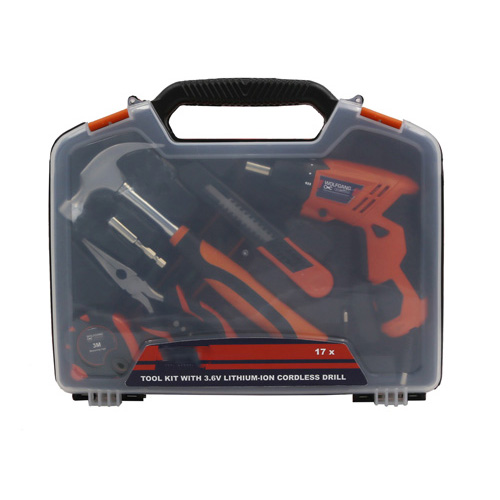 17pcs Tool Kit With 3.6V Lithiumion Cordless Drill