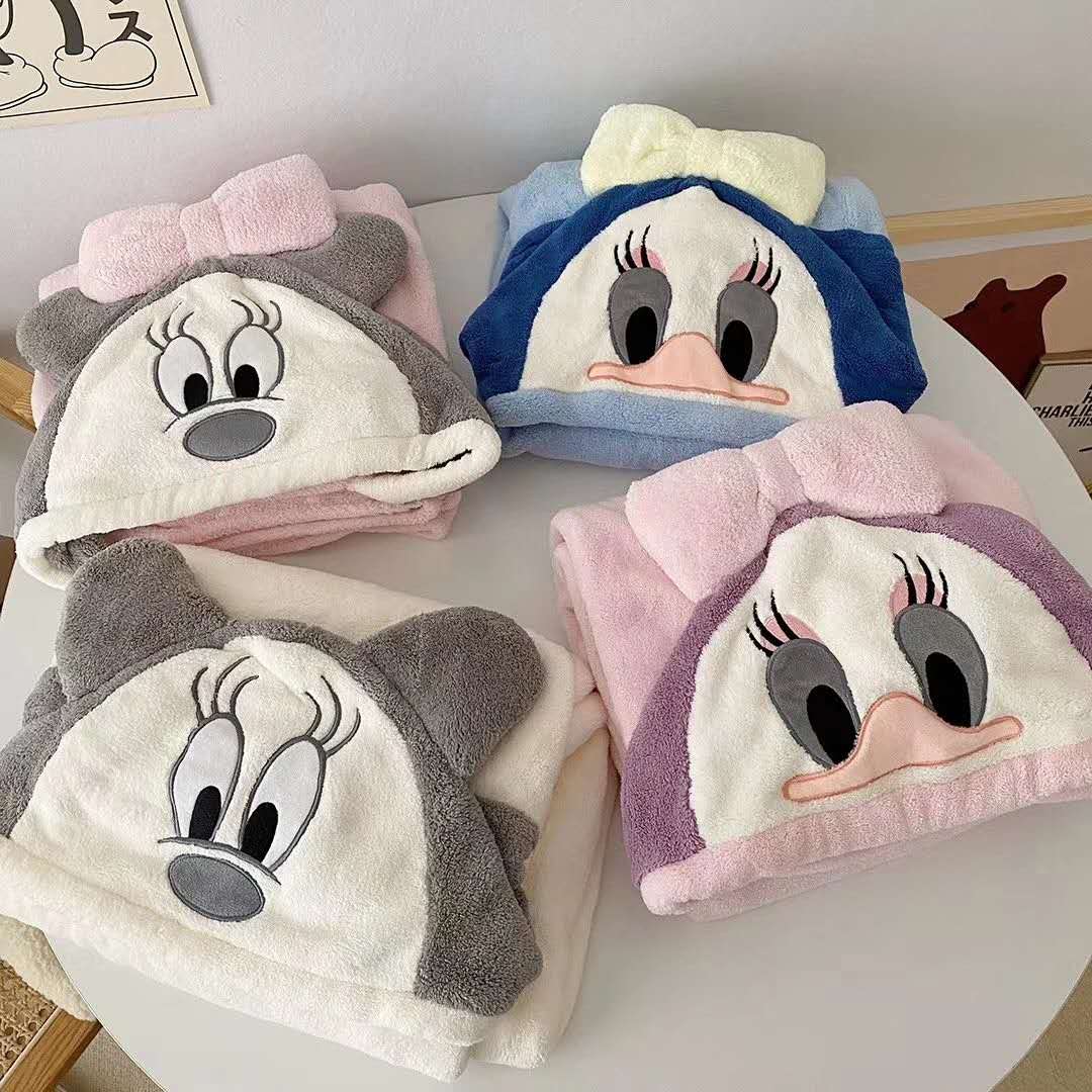 high density coral fleece embroidery cloak for children