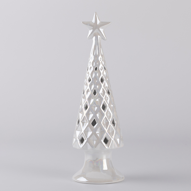 Ceramic Christmas Tree with Led Lights Tabletop Light for Holiday Decor