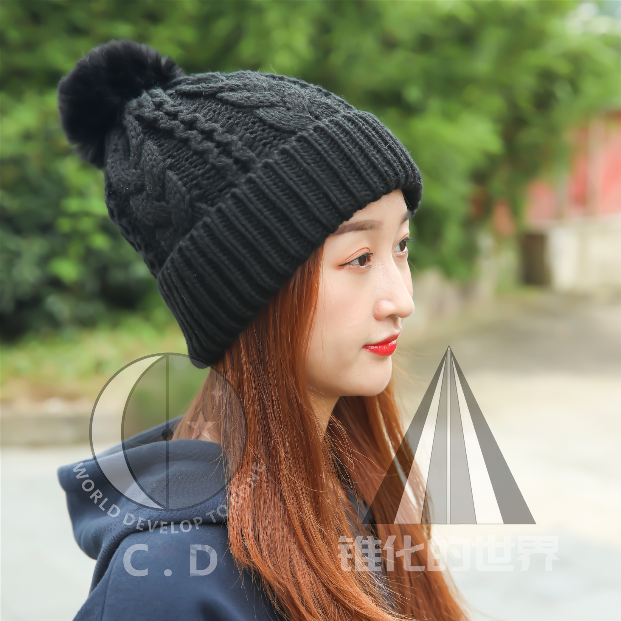 Fur pompom beanie