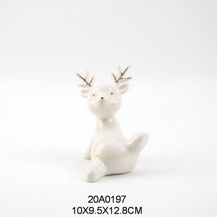 ceramic porcelain hollow out LED light Christmas reindeer table decors