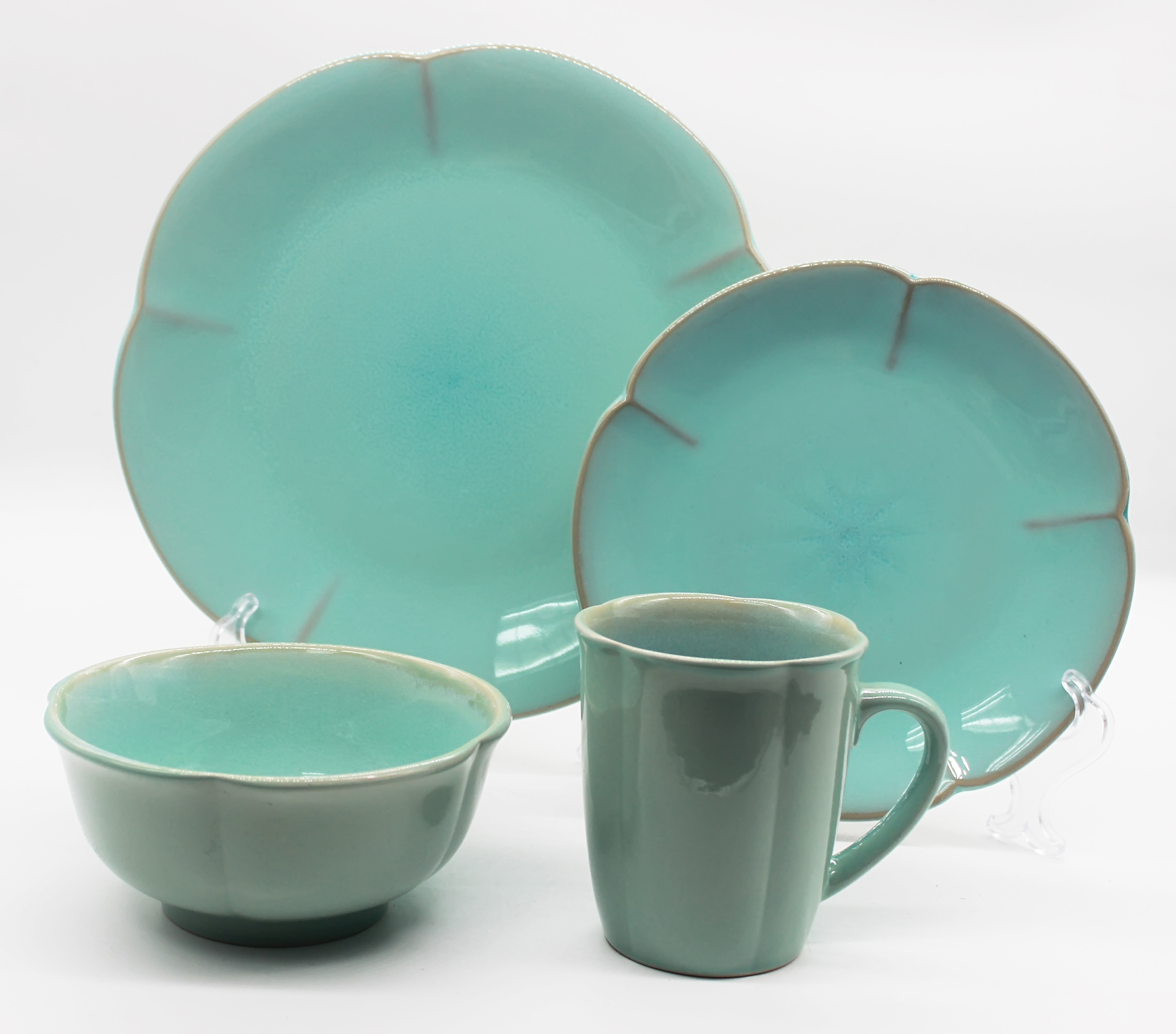 16pcs Stoneware Reactive Glaze dinnerware