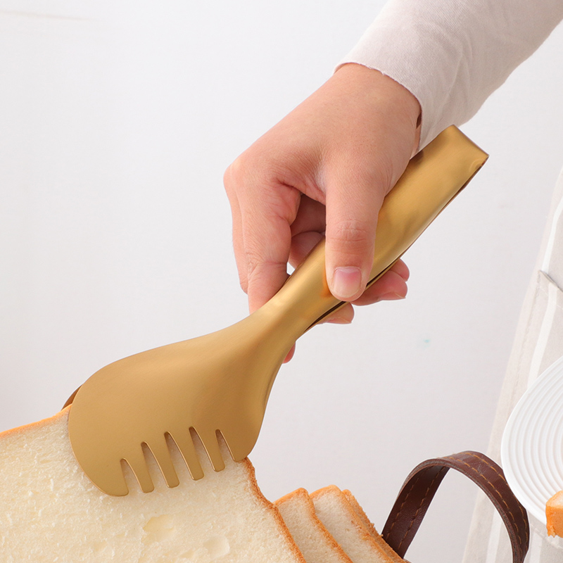 Stainless steel food serving tongs