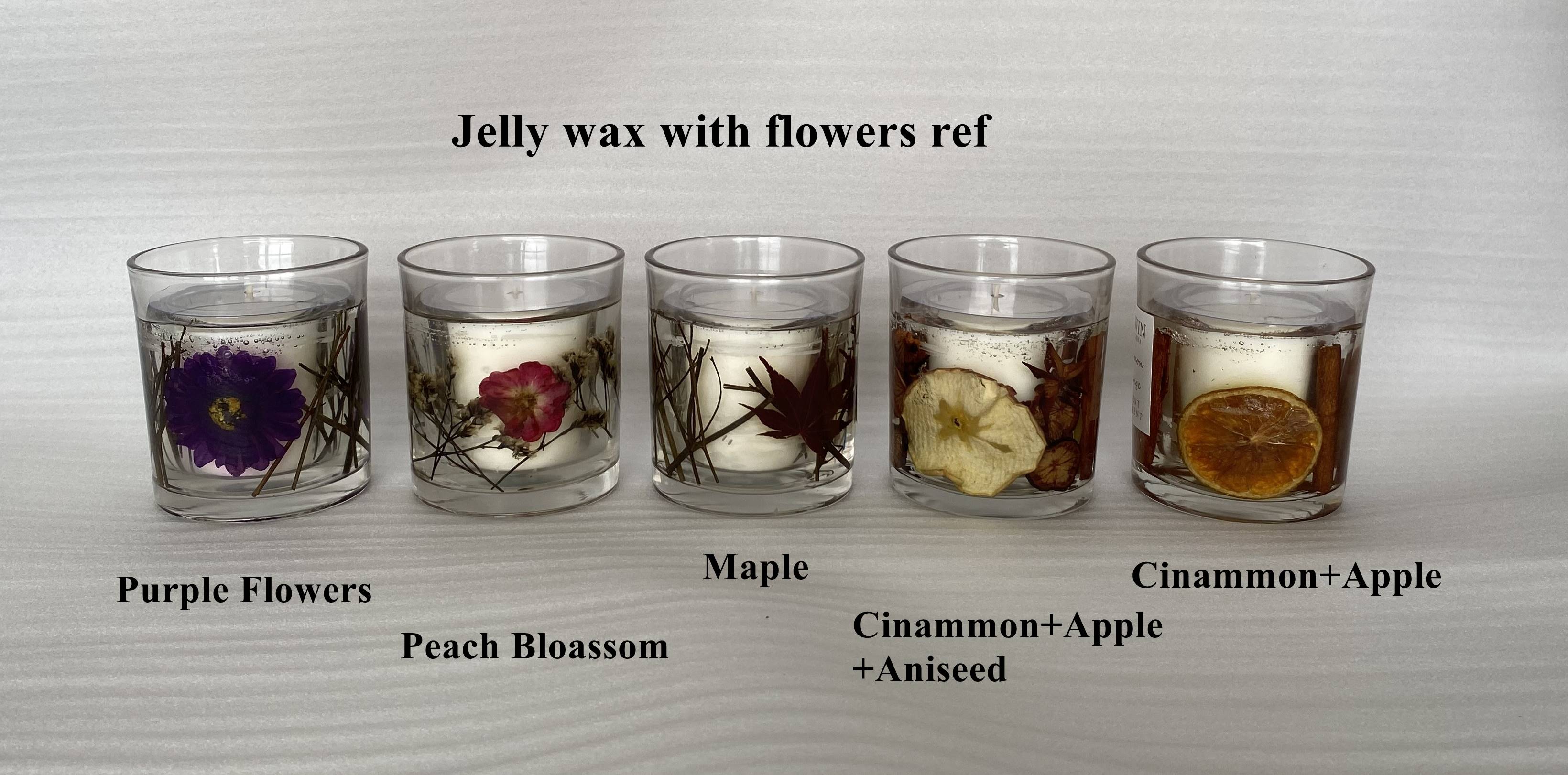 Jelly wax with flower or feather decoration