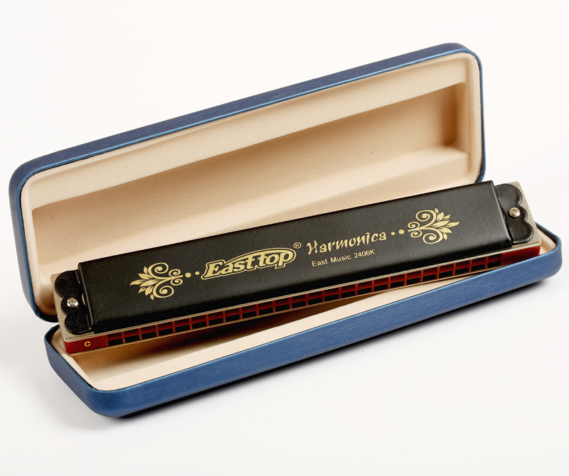 T2406K EASTTOP professional harmonica 24holes tremolo harmonica good sound with key of C