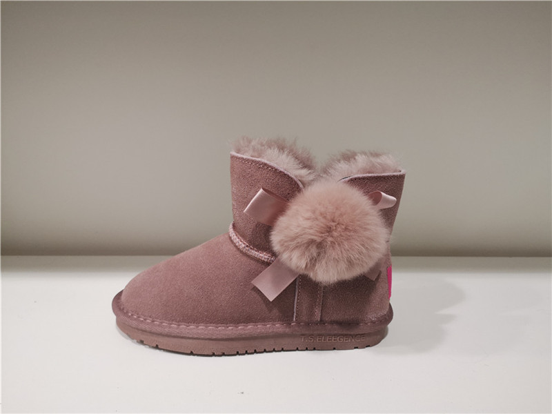Fashion Sheepskin/Fake fur Snow Boot Winter shoes Water-Resistant Kids Fur Ball