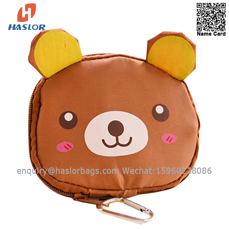 016 Promotion Colorful Eco Friendly Polyester Reusable Folding up Shopping tote Bag With Pouch