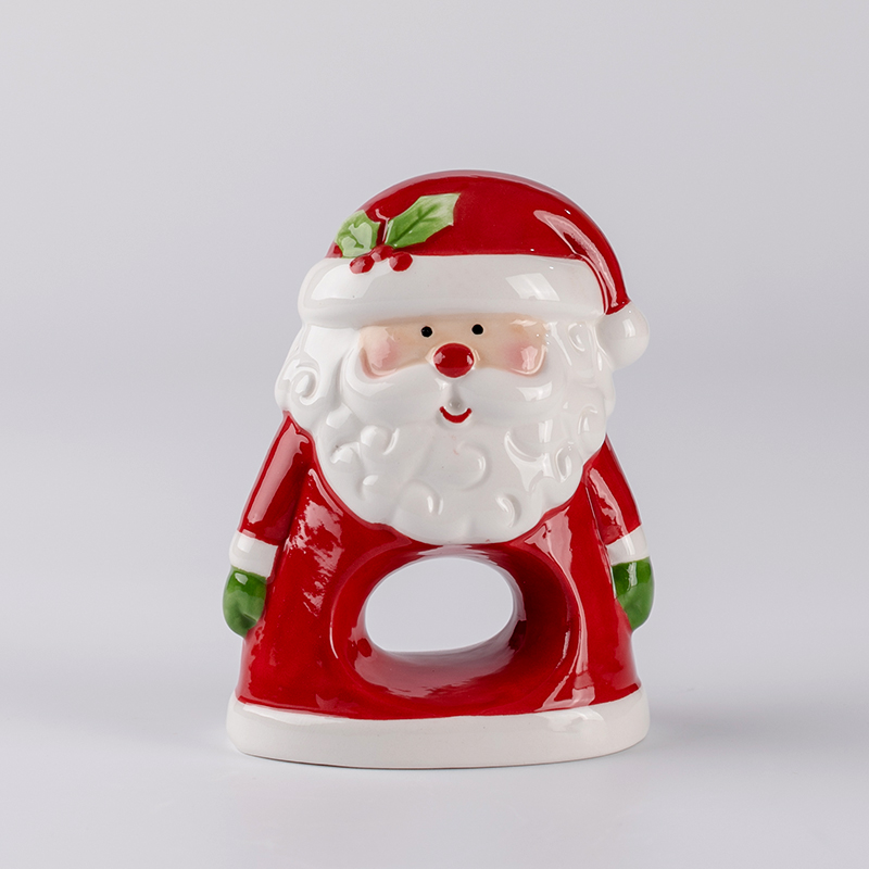 santa claus deisgn ceramic napkin rings, chirstmas napkin holder for table