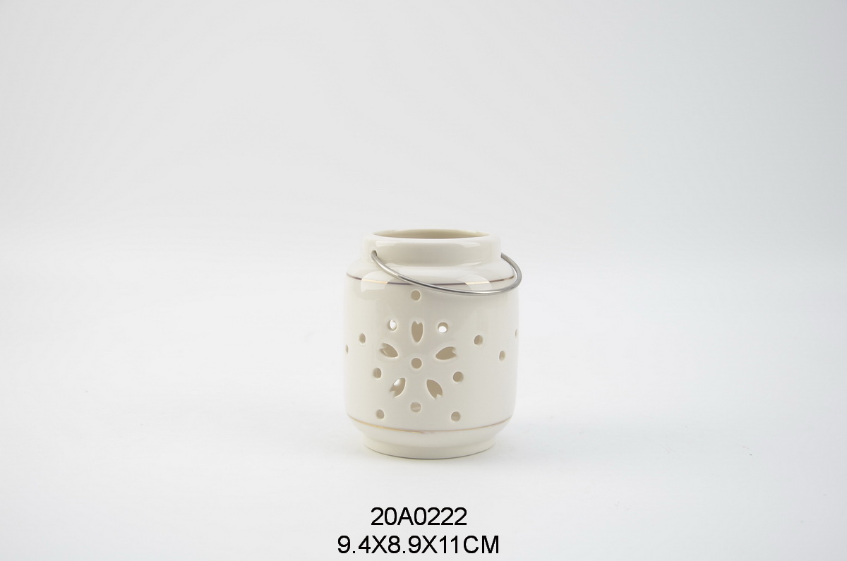 Ceramic porcelain Christmas hollow LED light lantern