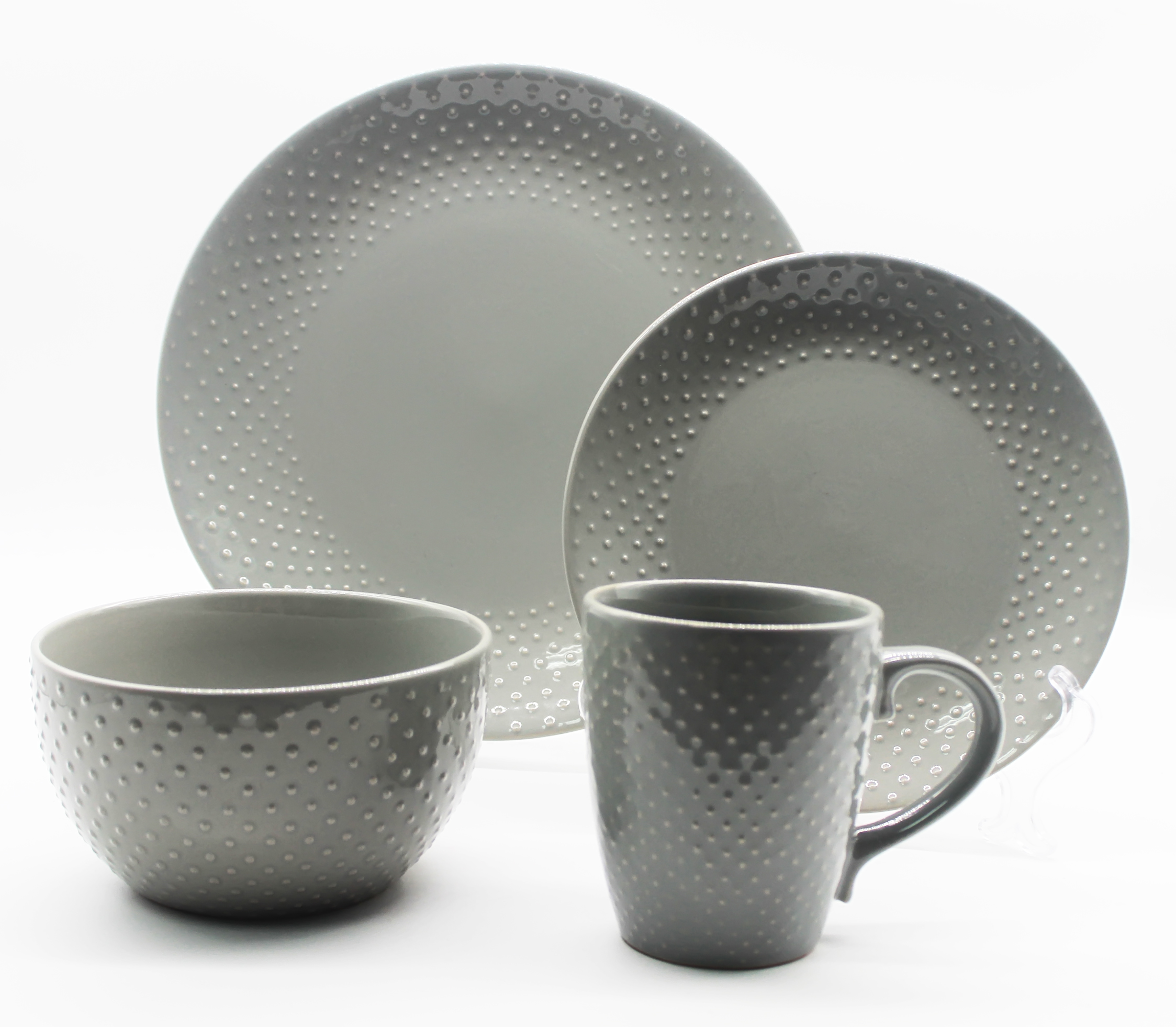 16pcs stoneware dinnerware with embossed