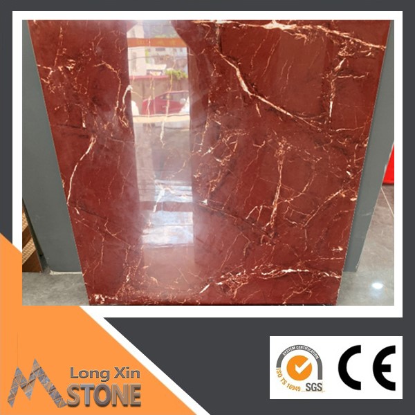 Polished Glazed Red Marble Flooring Design Porcelain Tile 600x600mm