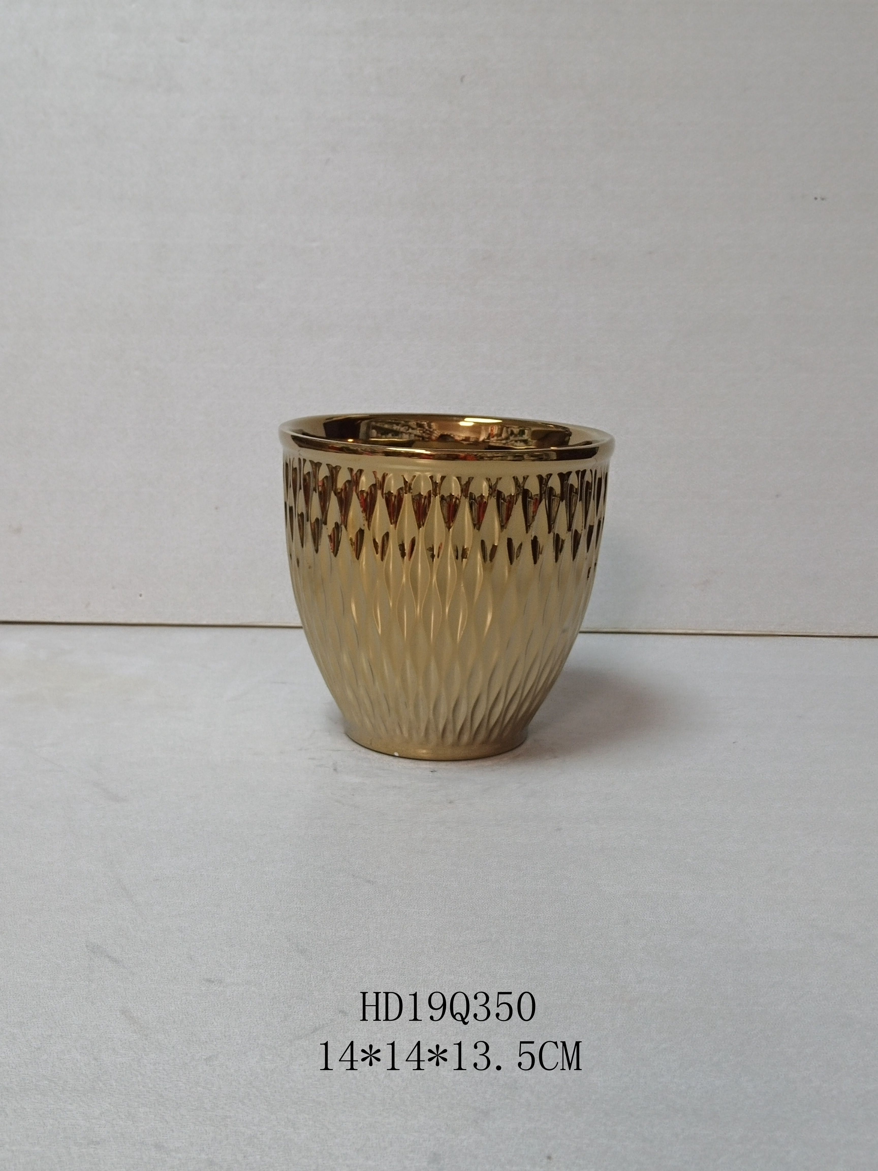 geometry design gold-plated and silver-plated ceramic plant pot for garden