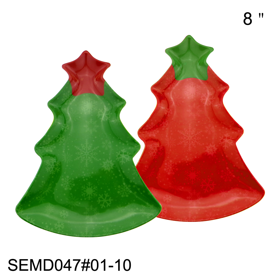 SEBEST- 8''Christmas Tree Shape Melamine Tableware Set of 2