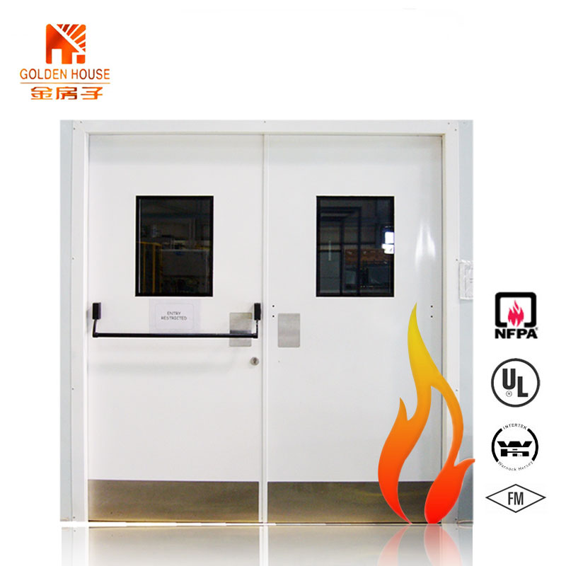 WHI listed double leaves steel fire rated door with vision panel