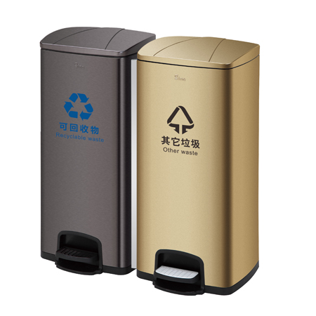 430 Stainless Steel Color Coating Classified Dustbin 60L pedal barrel