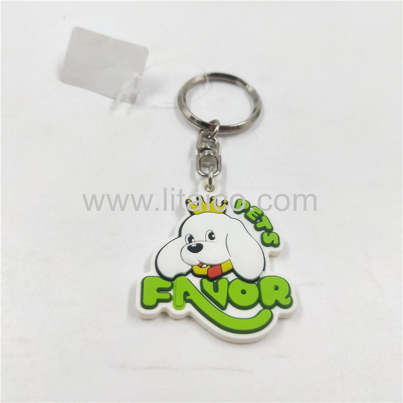White dog PVC Keychain