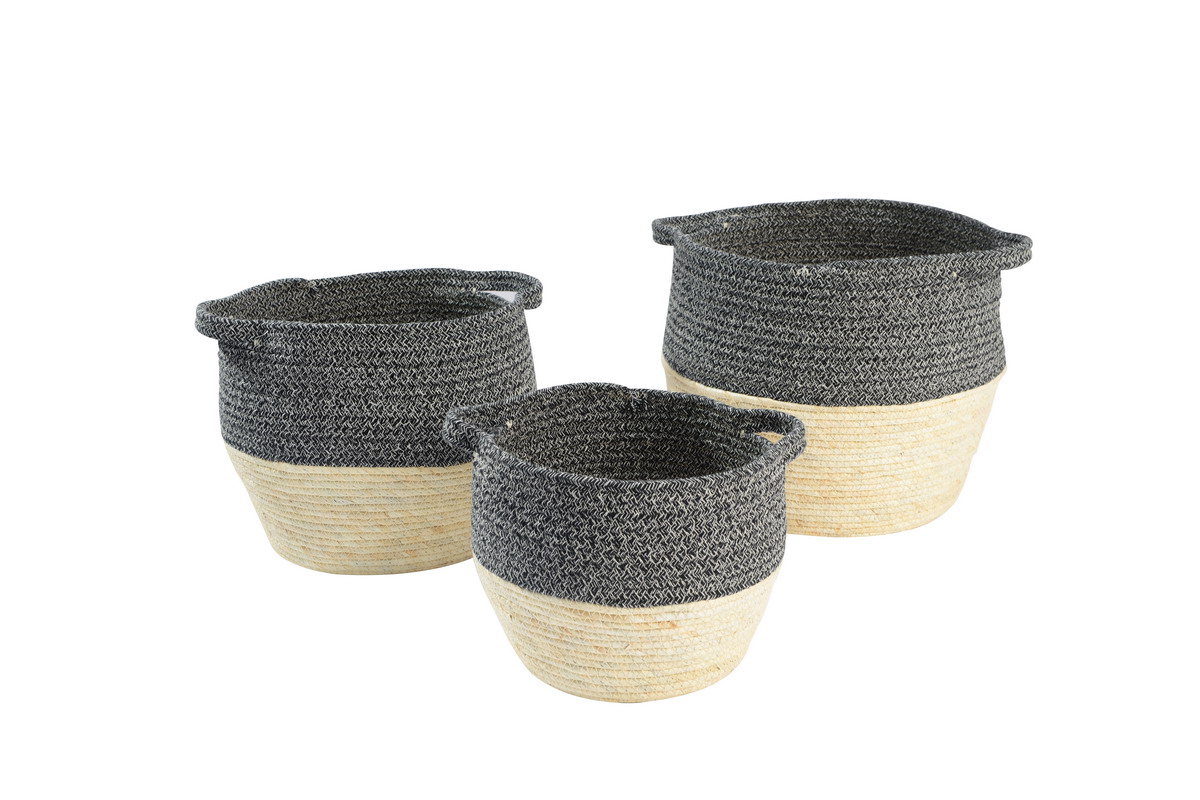 maize leaf and cotton rope storage basket
