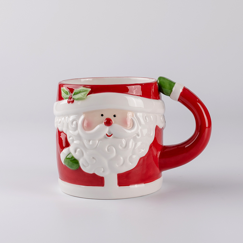 Christmas Coffee Mug, Ceramic Classic Santa Claus Beverage Drinking Mugs