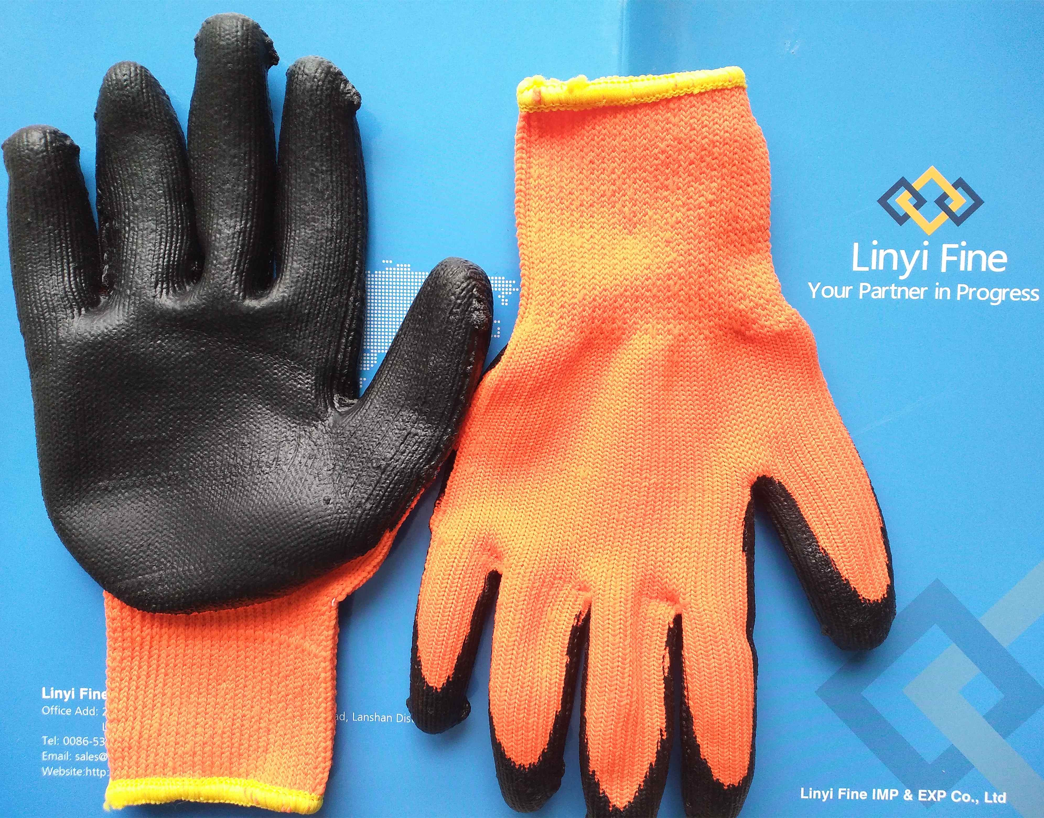 Terry liner smooth latex coated safety work gloves