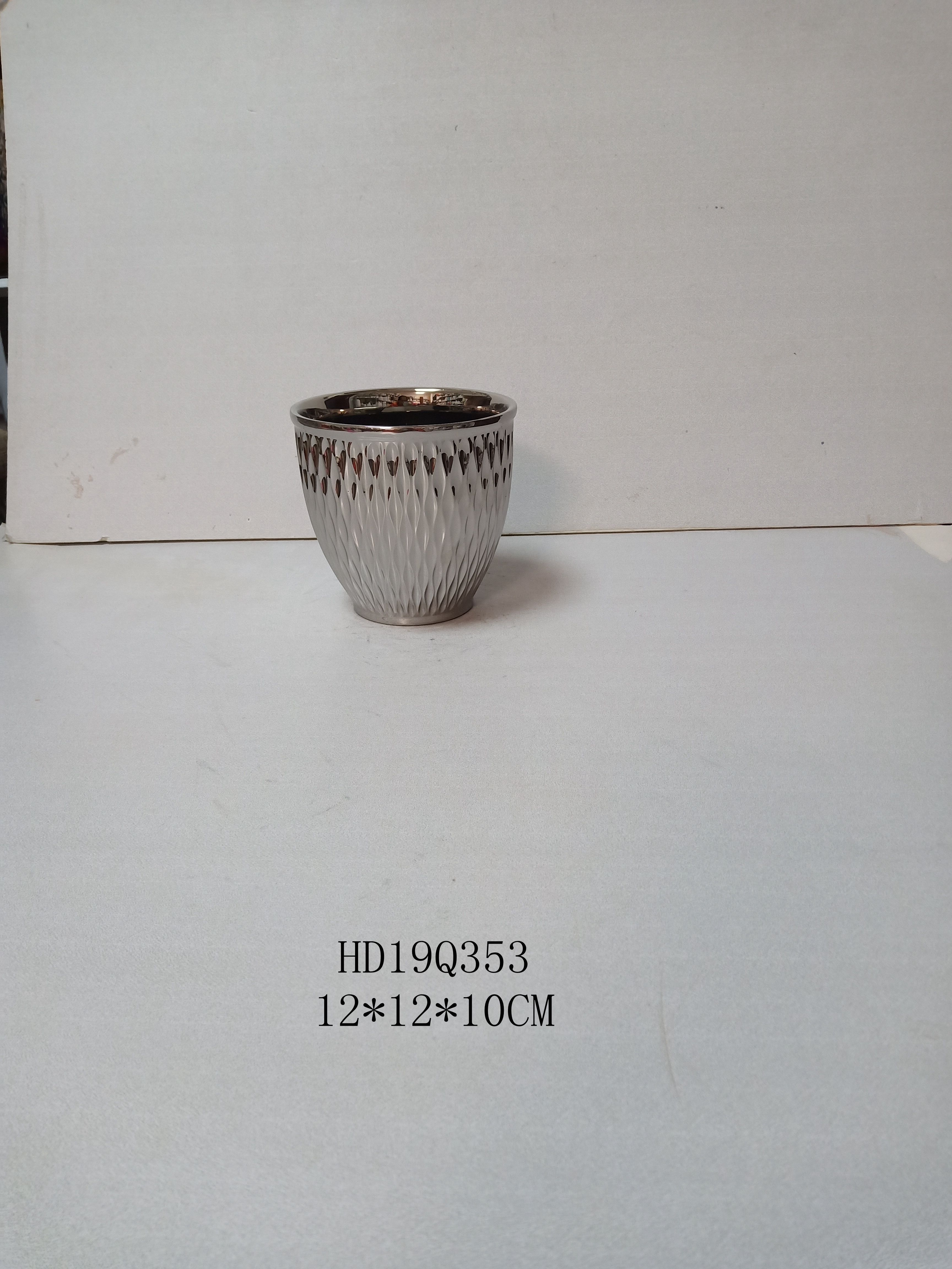 small size geometry design gold-plated and silver-plated ceramic plant pot for garden