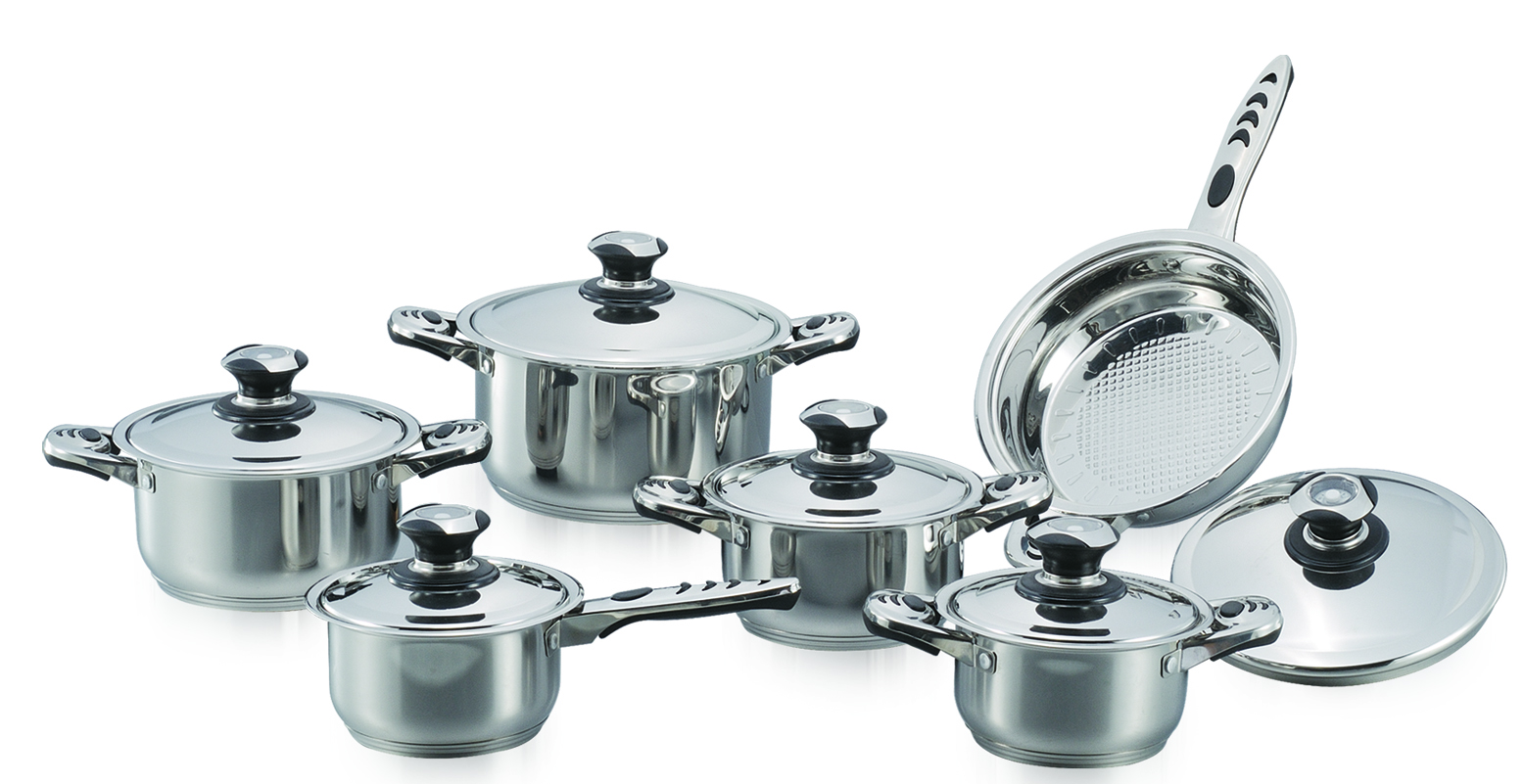 12pcs High quality Stainless steel Kitchen cookware cooking pot set and cookware casserole set