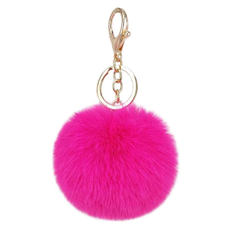 Factory Sell 8cm Faux Rabbit Fur Pompom Keychain, Ball Keychain,Custom Size Color Plush Ball Pendant