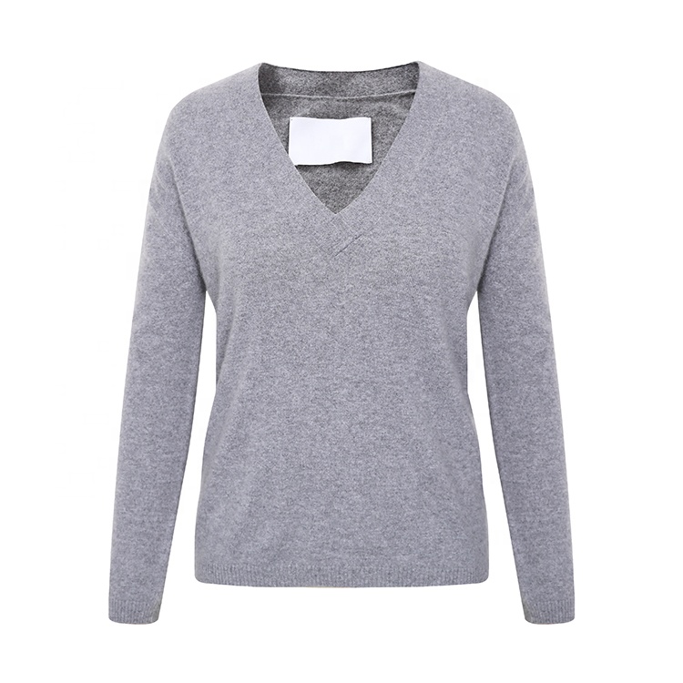 Autumn winter 100% cashmere pullover cashmere v neck sweater for women