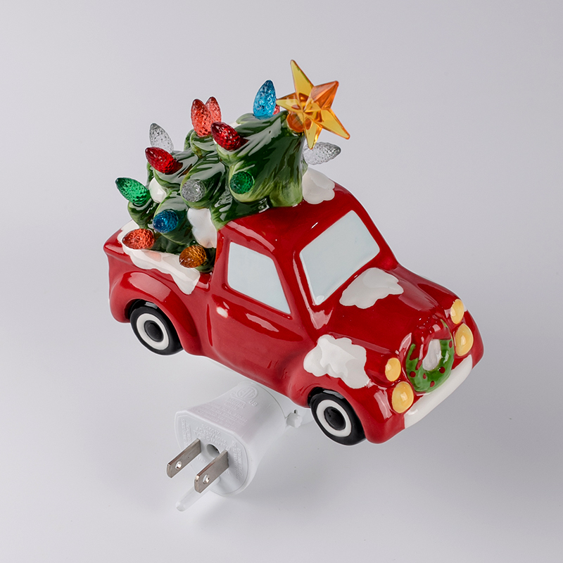 Decorative ceramic christmas truck hualing christmas tree night light