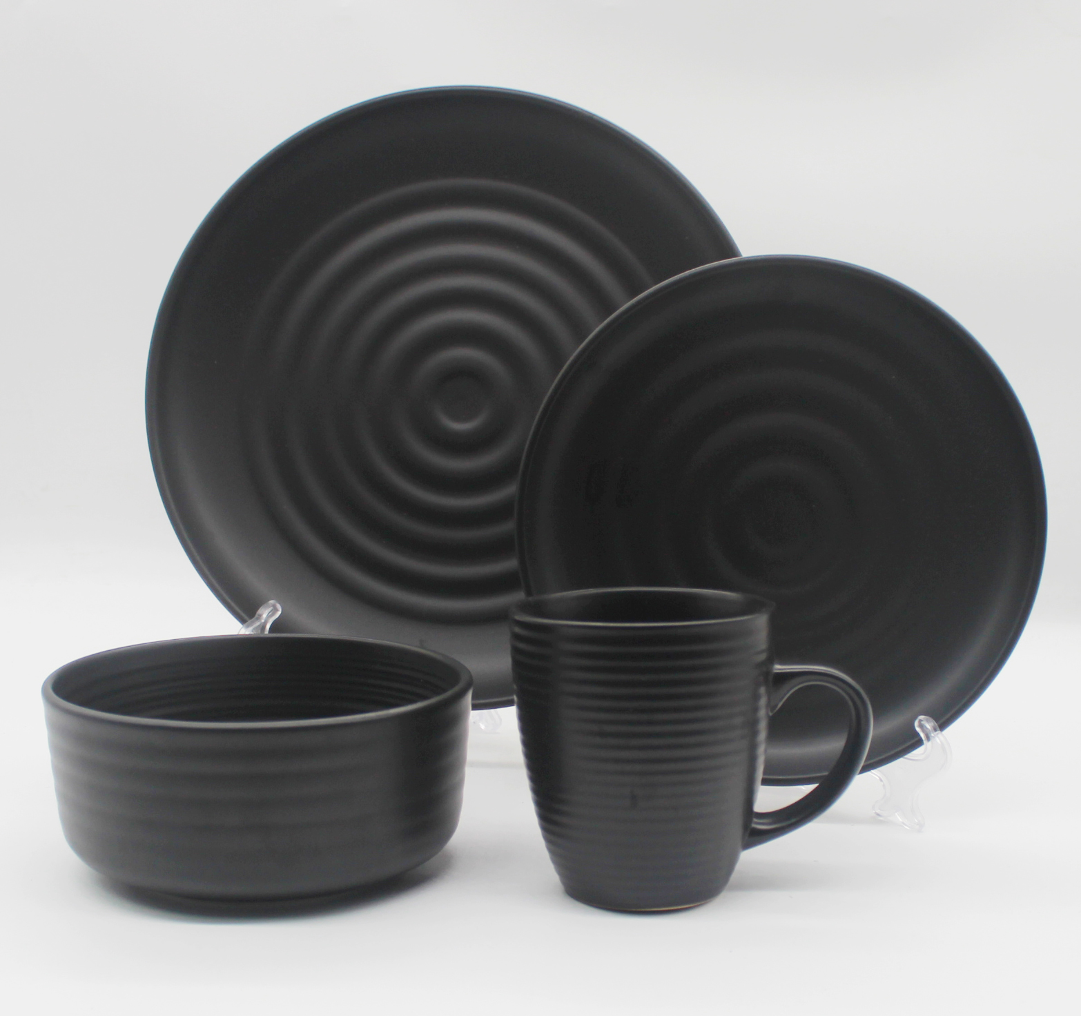 16pcs stoneware dinnerware with embossed