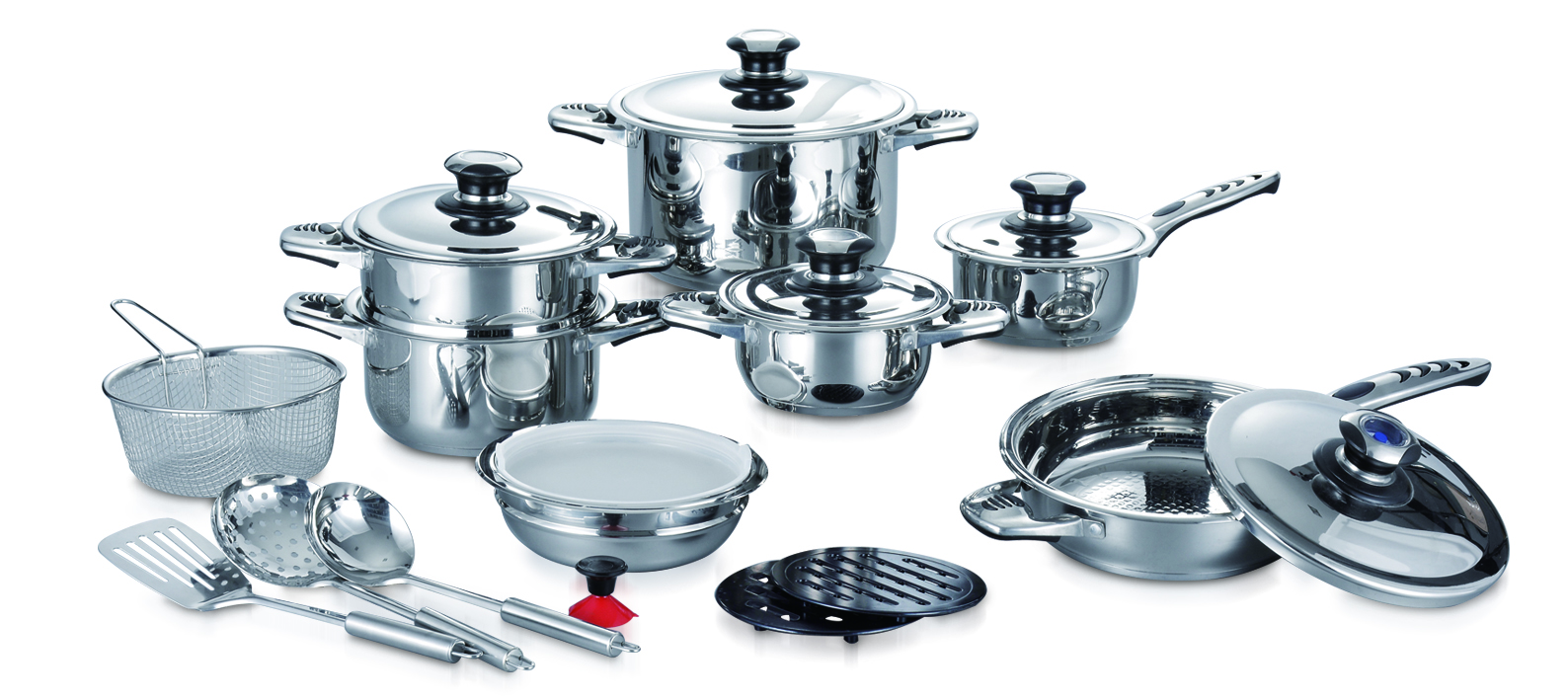 21pcs High quality Stainless steel Kitchen cookware cooking pot set and cookware casserole set