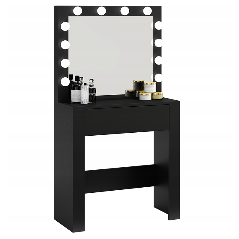 Black Makeup Dresser Desk Dressing Table with LED light and mirror