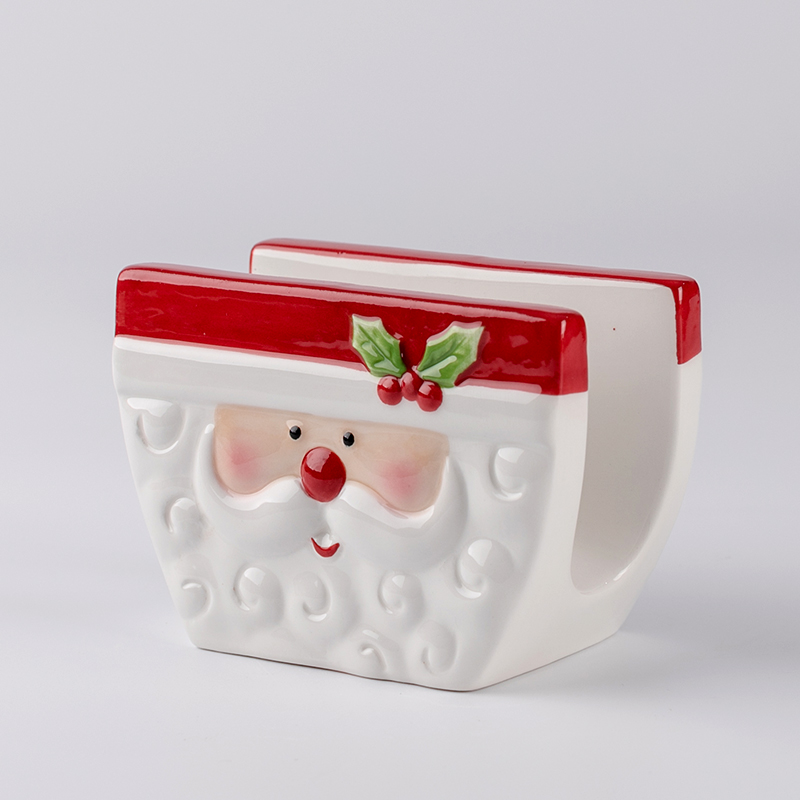 ceramic santa heads design napkin holder christmas napkin holder