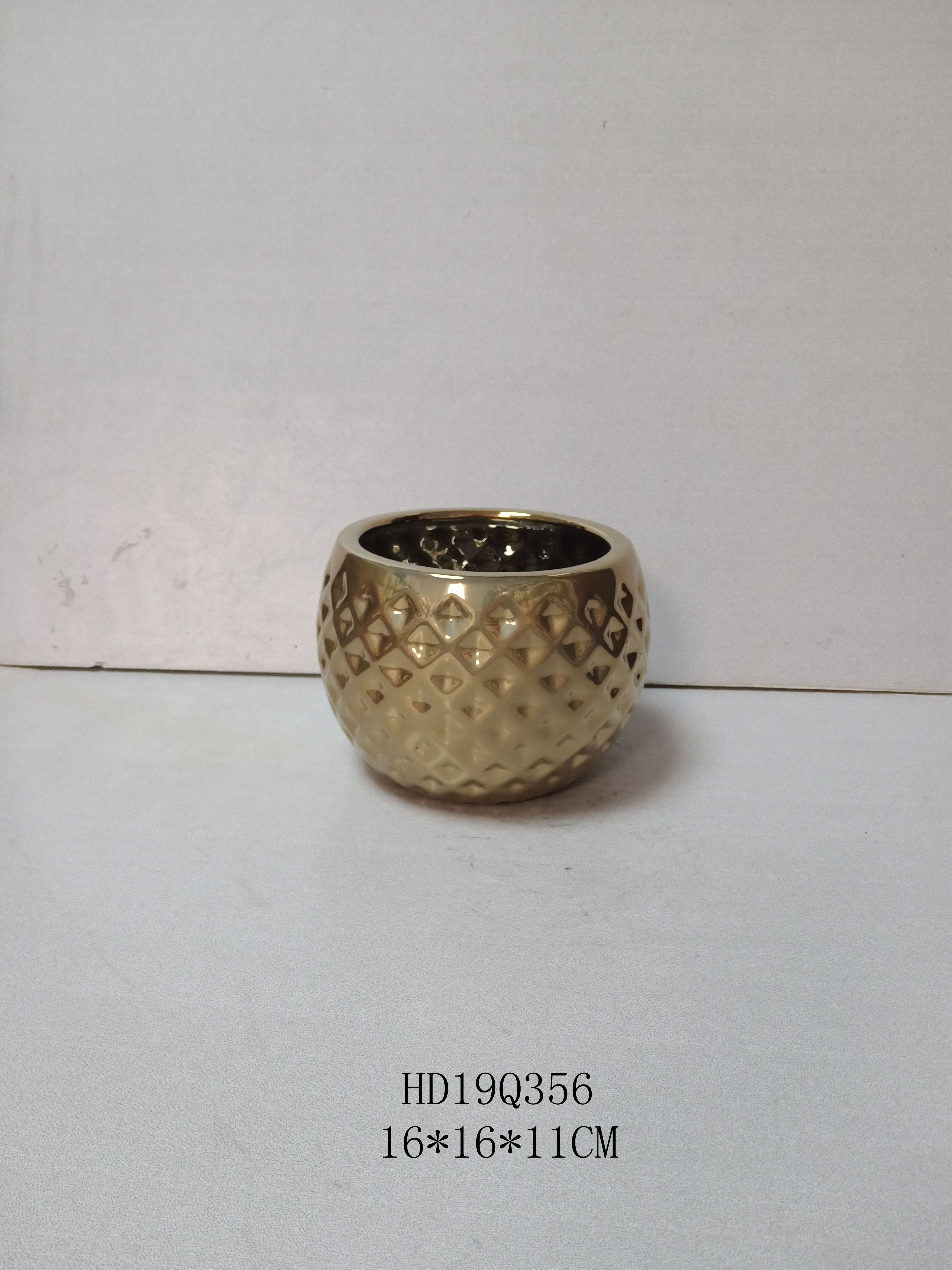 hot sale geometric design golden silver ceramic pot