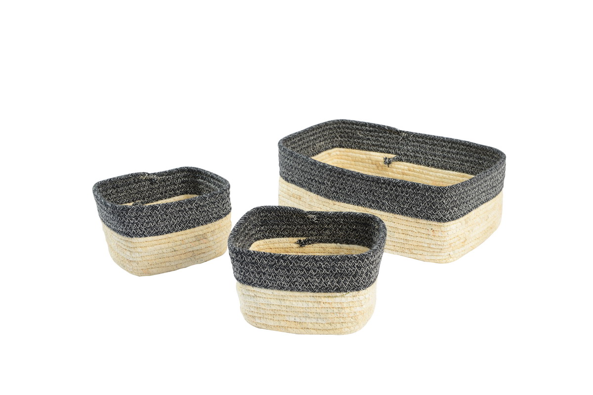 maize leaf and cotton rope storage basket
