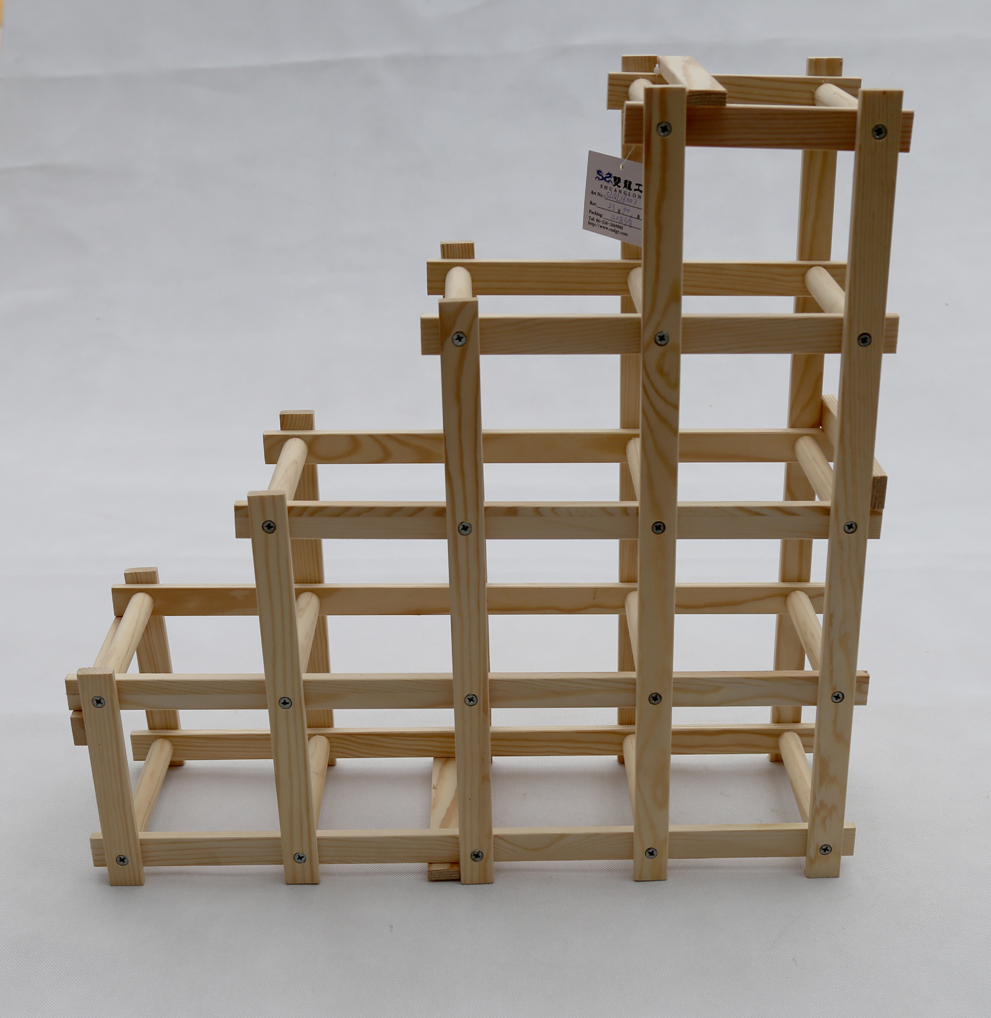 Natural color wooden wine storage rack