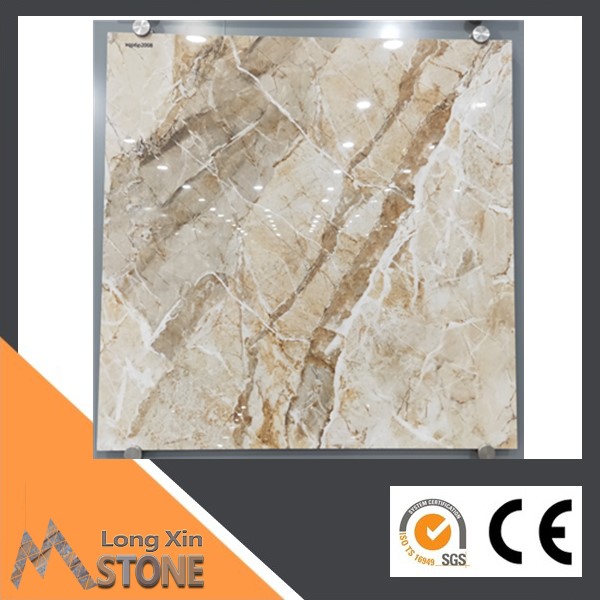 Polished Glazed yellow Marble Flooring Design Porcelain Tile 600x600m