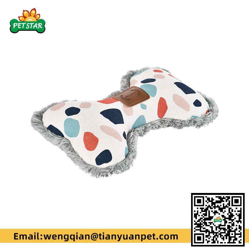 pet chew toy dog bone shape chew toy terrazzo print fashionable chew toy