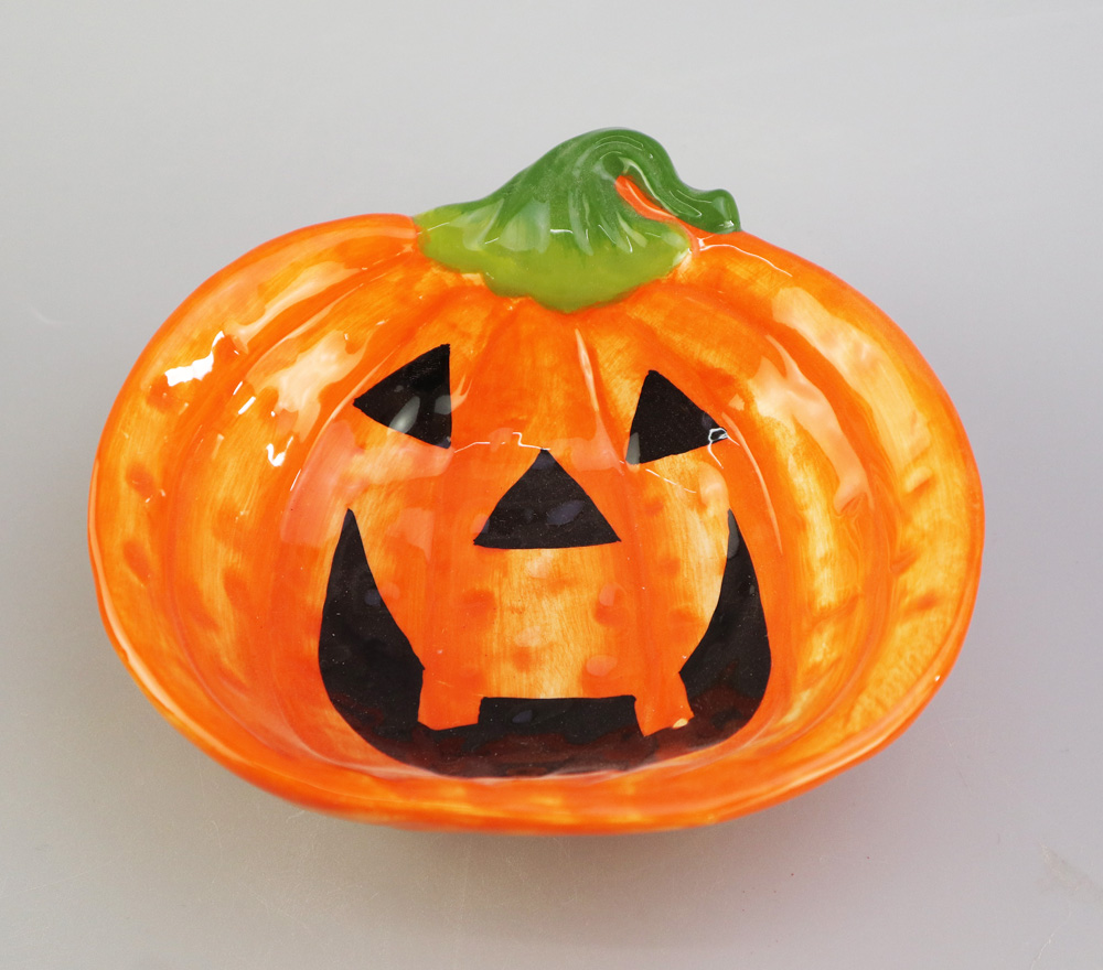 Ceramic halloween pumpkin candy dish candy bowl sugar bowl chocolate bowl