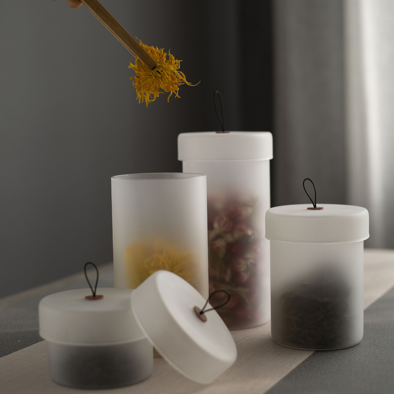 Frosted glass storage tank fashion glass container with lid