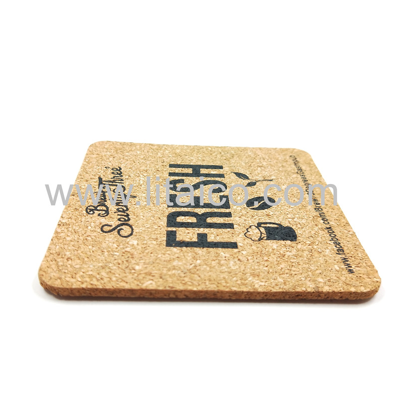 Square Paper coasters in cork