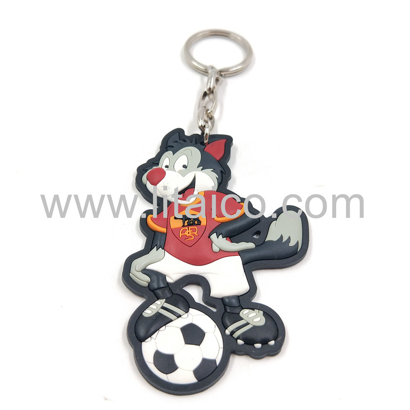Football cat PVC Keychain