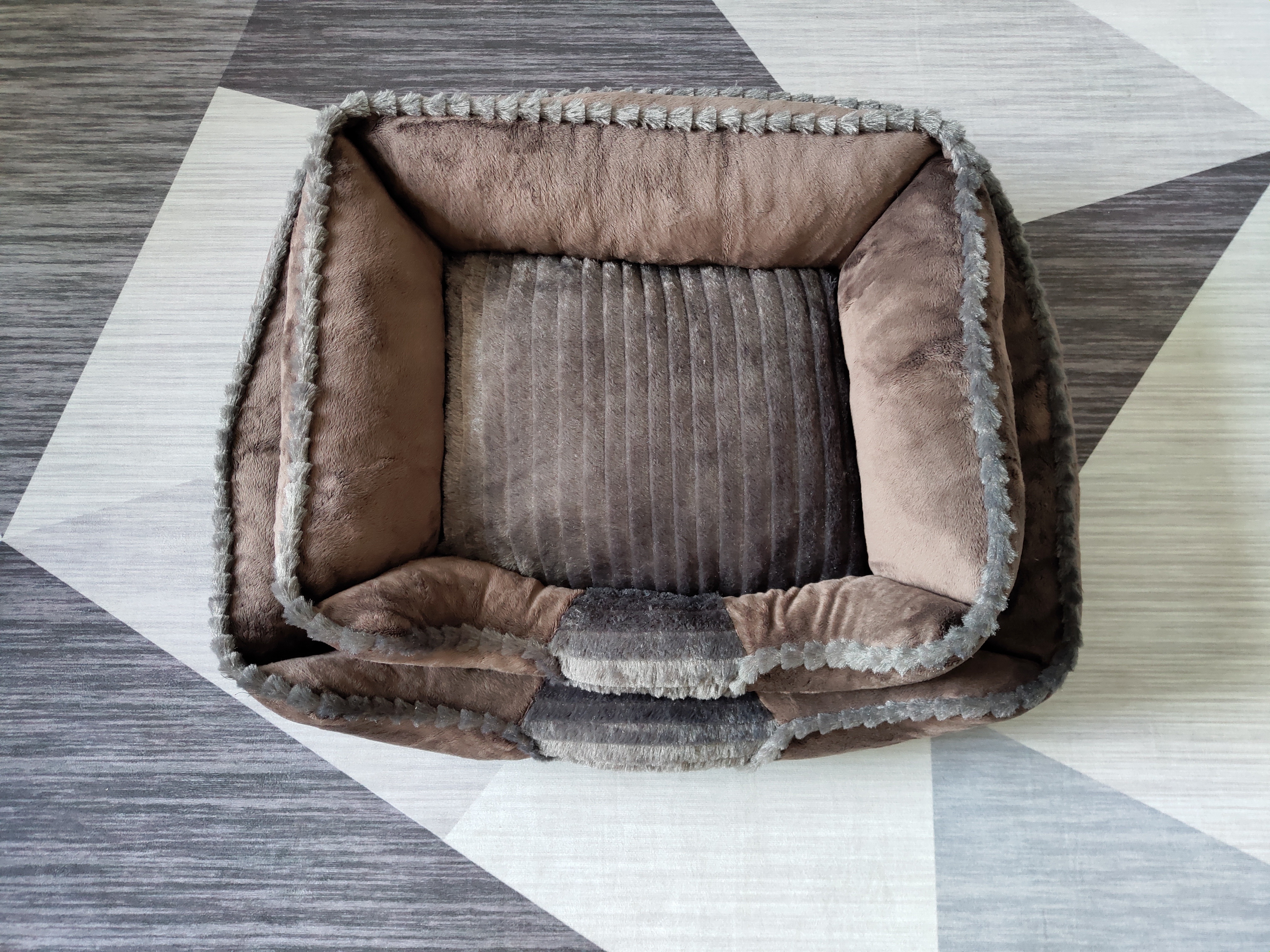 brown soft pet bed