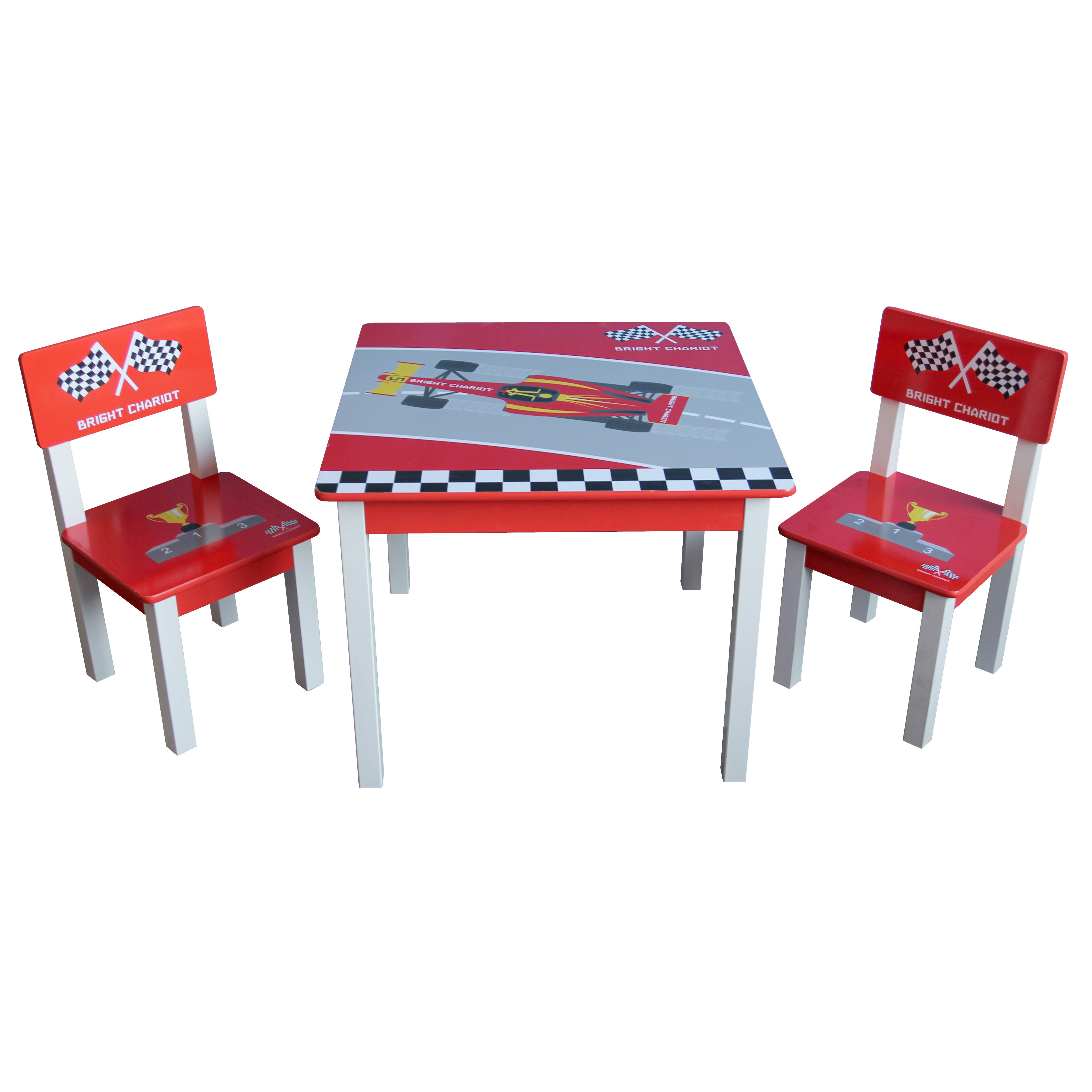 Wooden Racer Car 1 table and 2 chairs set