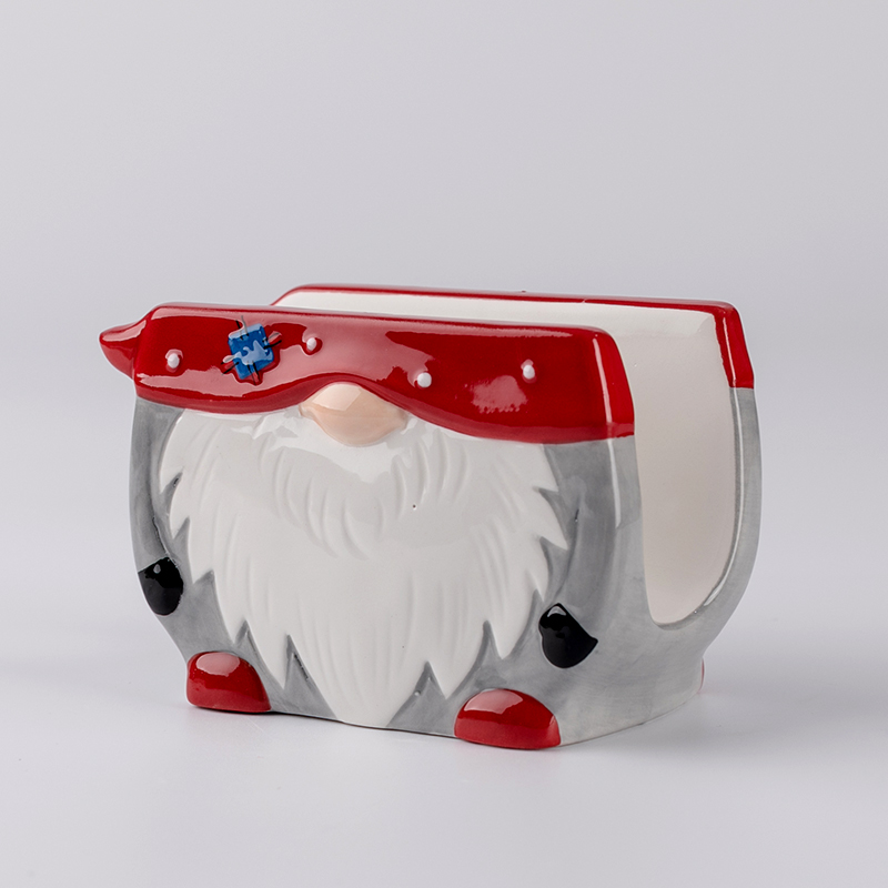 Ceramic santa claus shape napkin holder for table decoration ceramic christmas tableware