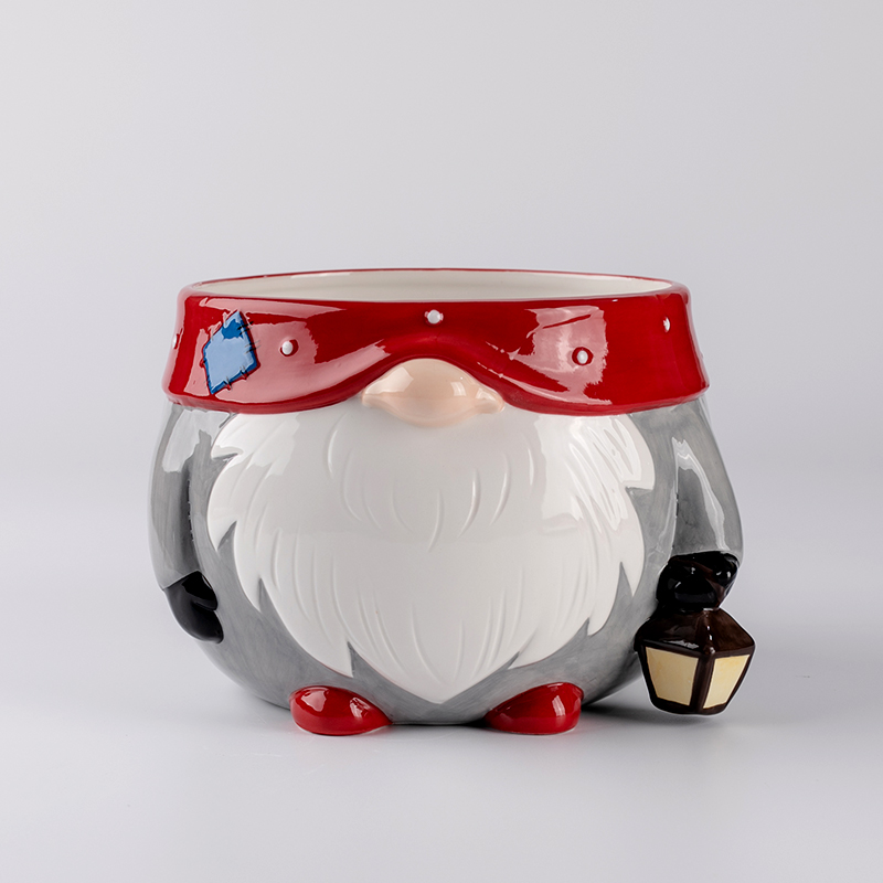 Ceramic Santa Claus Flower Pot Indoor Ceramic Christmas Decoration