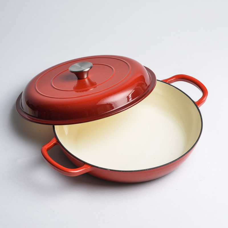 Enamel cast iron shallow casserole