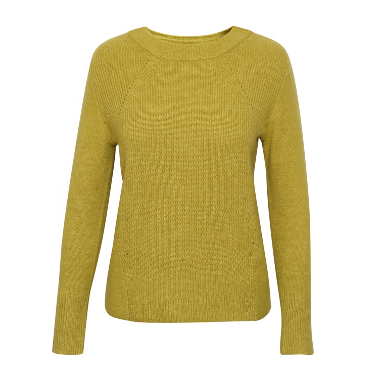 Mixed pattern knitted pullover recycle yarn sweater women long sleeve sweater