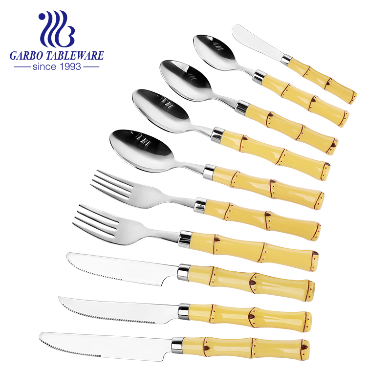 Hot selling 410(13/0) PS bamboo handle stainless steel cutlery set