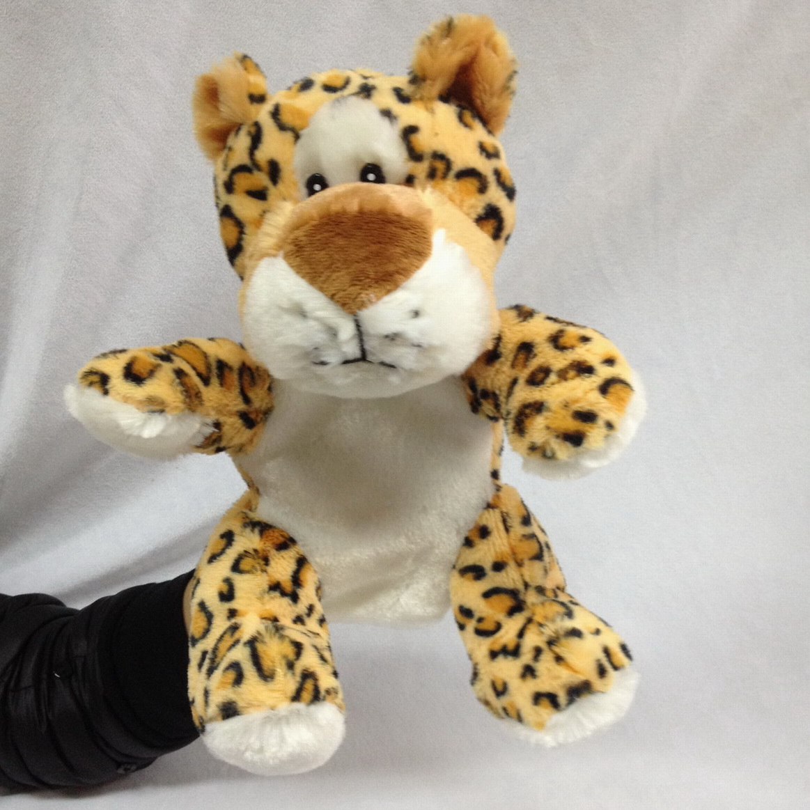 High quality plush cute leopard hand puppet