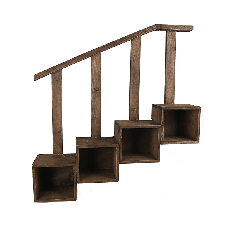 Wooden Wall Decor With Planter In Stairs Style
